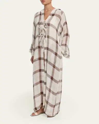 Lisa Marie Fernandez Plaid Maxi Beach Cape | Thumbnail 4