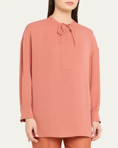 Giorgio Armani Triple Silk Georgette Neck-Tie Blouse | Thumbnail 4