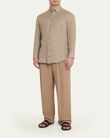 Giorgio Armani Men's Linen Button-Down Shirt | Thumbnail 2