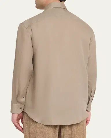 Giorgio Armani Men's Linen Button-Down Shirt | Thumbnail 3