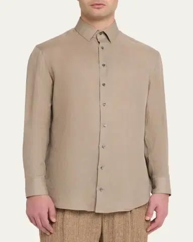 Giorgio Armani Men's Linen Button-Down Shirt | Thumbnail 4