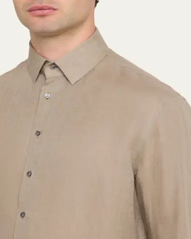 Giorgio Armani Men's Linen Button-Down Shirt | Thumbnail 5