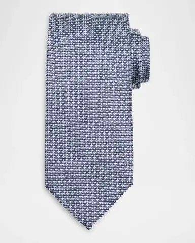 Brioni Men's Micro Triangle Silk Jacquard Tie | Thumbnail 3
