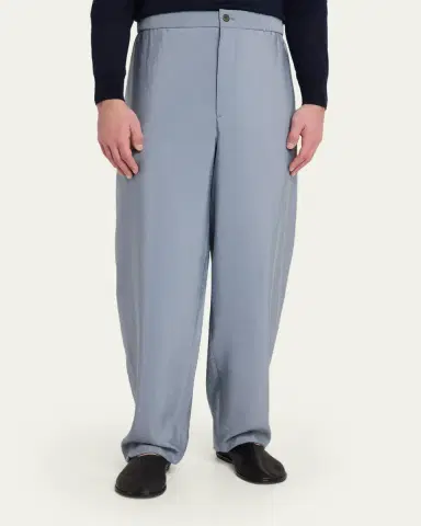 Giorgio Armani Men's Silk Wide-Leg Trousers | Thumbnail 4 Giorgio Armani Men's Silk Wide-Leg Trousers | Thumbnail 4