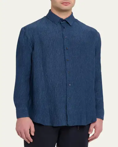 Giorgio Armani Men's Silk Button-Down Shirt | Thumbnail 4