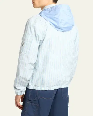 Moncler Men's Havas Stripe Full-Zip Hooded Shirt Jacket | Thumbnail 3