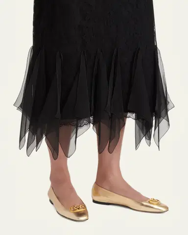 Valentino Garavani VLogo Signature Metallic Leather Ballerina Flats | Thumbnail 2 Valentino Garavani VLogo Signature Metallic Leather Ballerina Flats | Thumbnail 2