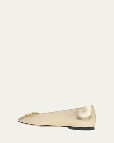 Valentino Garavani VLogo Signature Metallic Leather Ballerina Flats | Thumbnail 4 Valentino Garavani VLogo Signature Metallic Leather Ballerina Flats | Thumbnail 4