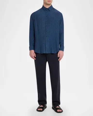 Giorgio Armani Men's Single-Pleat Linen Canvas Trousers | Thumbnail 6 Giorgio Armani Men's Single-Pleat Linen Canvas Trousers | Thumbnail 6