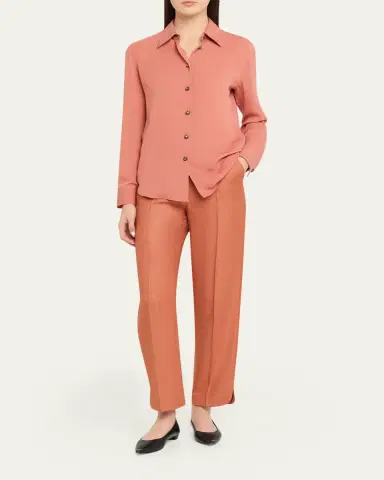 Giorgio Armani Silk Wool Straight-Leg Trousers | Thumbnail 2 Giorgio Armani Silk Wool Straight-Leg Trousers | Thumbnail 2