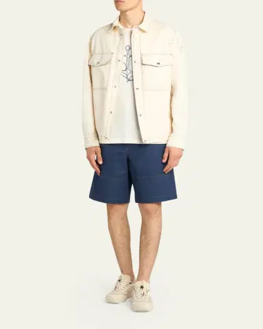 Moncler Men's Watagua Cotton and Flax Snap-Front Shirt Jacket | Thumbnail 2 Moncler Men's Watagua Cotton and Flax Snap-Front Shirt Jacket | Thumbnail 2