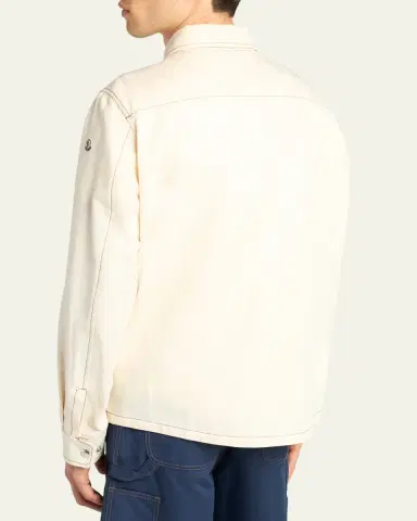 Moncler Men's Watagua Cotton and Flax Snap-Front Shirt Jacket | Thumbnail 3 Moncler Men's Watagua Cotton and Flax Snap-Front Shirt Jacket | Thumbnail 3