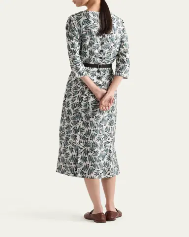 Prada Floral Print Pongé 3/4-Sleeve Midi Dress | Thumbnail 3