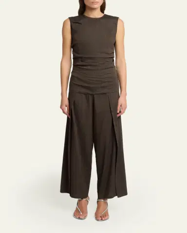 Proenza Schouler White Label Anoushka Ruched Slub Linen Top | Thumbnail 2 Proenza Schouler White Label Anoushka Ruched Slub Linen Top | Thumbnail 2