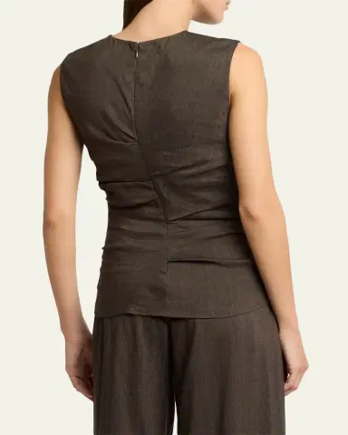 Proenza Schouler White Label Anoushka Ruched Slub Linen Top | Thumbnail 3 Proenza Schouler White Label Anoushka Ruched Slub Linen Top | Thumbnail 3