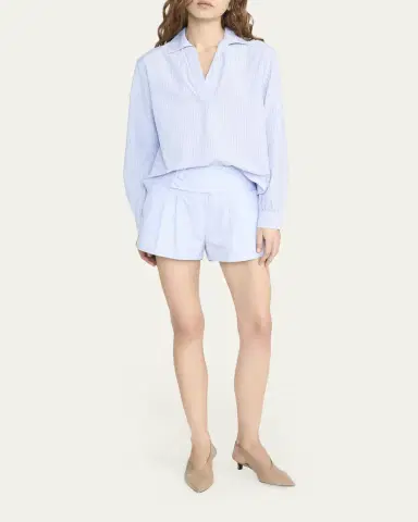 Frame The Striped Long-Sleeve Popover Shirt | Thumbnail 2