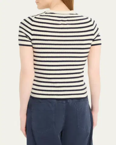 Nili Lotan Alita Striped Cashmere Rib Short-Sleeve Sweater | Thumbnail 3 Nili Lotan Alita Striped Cashmere Rib Short-Sleeve Sweater | Thumbnail 3