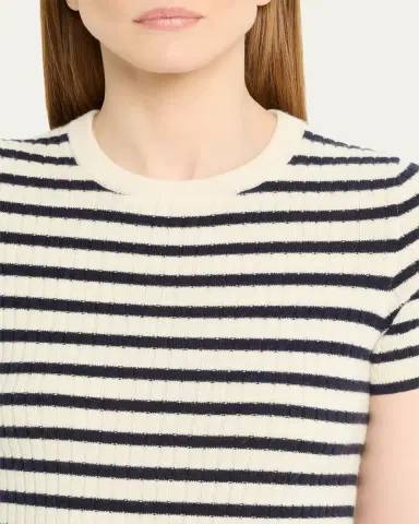 Nili Lotan Alita Striped Cashmere Rib Short-Sleeve Sweater | Thumbnail 5 Nili Lotan Alita Striped Cashmere Rib Short-Sleeve Sweater | Thumbnail 5
