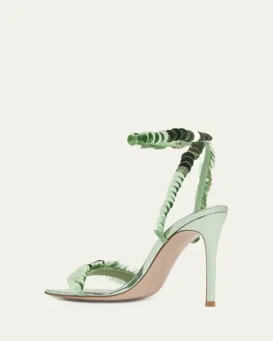 Gianvito Rossi 95mm Sequined Metallic Leather Sandals | Thumbnail 2 Gianvito Rossi 95mm Sequined Metallic Leather Sandals | Thumbnail 2