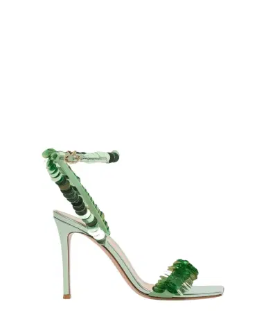Gianvito Rossi 95mm Sequined Metallic Leather Sandals | Thumbnail 1 Gianvito Rossi 95mm Sequined Metallic Leather Sandals | Thumbnail 1