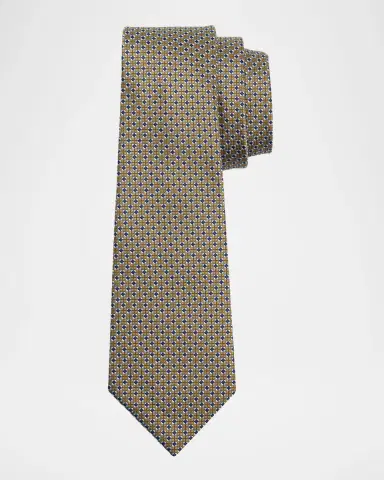 Zegna Men's Micro-Geometric Silk Jacquard Tie | Thumbnail 2