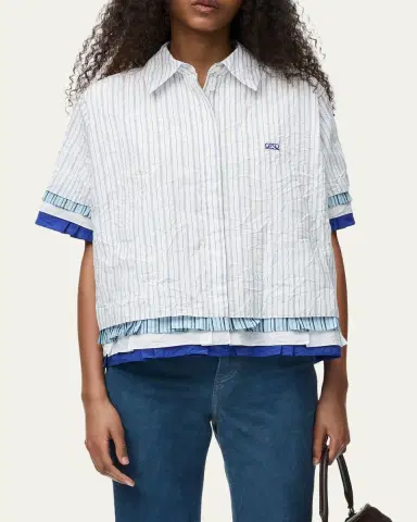 Loewe Short-Sleeve Layered Button-Down Shirt | Thumbnail 4 Loewe Short-Sleeve Layered Button-Down Shirt | Thumbnail 4