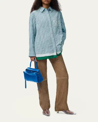 Loewe Striped Crinkled Cotton Button-Down Shirt | Thumbnail 2