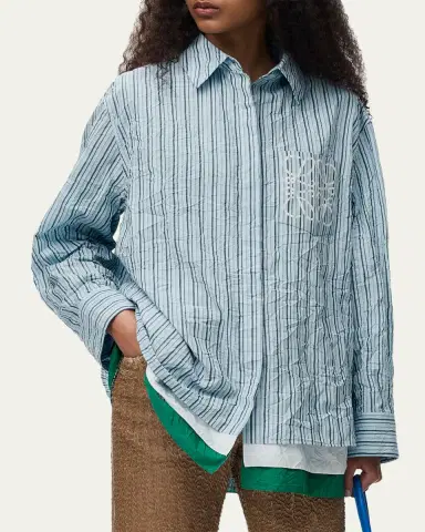 Loewe Striped Crinkled Cotton Button-Down Shirt | Thumbnail 4