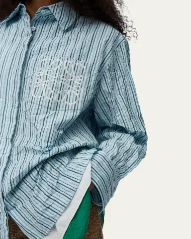 Loewe Striped Crinkled Cotton Button-Down Shirt | Thumbnail 5