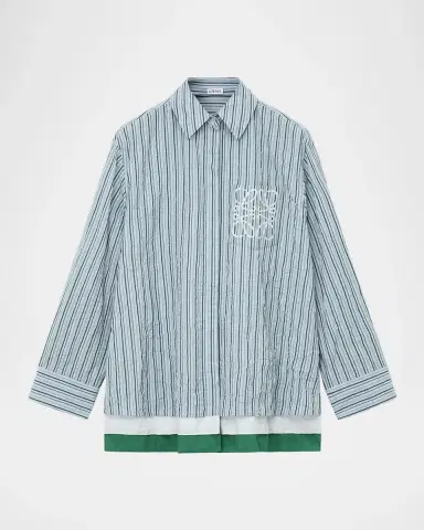 Loewe Striped Crinkled Cotton Button-Down Shirt | Thumbnail 6