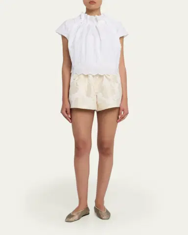 Simone Rocha Eyelet Embroidered Sculpted-Neck Cap-Sleeve Top | Thumbnail 2 Simone Rocha Eyelet Embroidered Sculpted-Neck Cap-Sleeve Top | Thumbnail 2