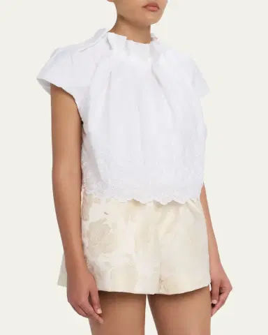 Simone Rocha Eyelet Embroidered Sculpted-Neck Cap-Sleeve Top | Thumbnail 4 Simone Rocha Eyelet Embroidered Sculpted-Neck Cap-Sleeve Top | Thumbnail 4