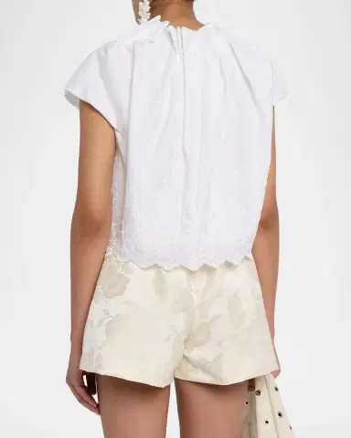 Simone Rocha Eyelet Embroidered Sculpted-Neck Cap-Sleeve Top | Thumbnail 7 Simone Rocha Eyelet Embroidered Sculpted-Neck Cap-Sleeve Top | Thumbnail 7