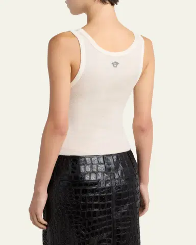 Versace Scoop-Neck Ribbed Wool Tank Top | Thumbnail 3