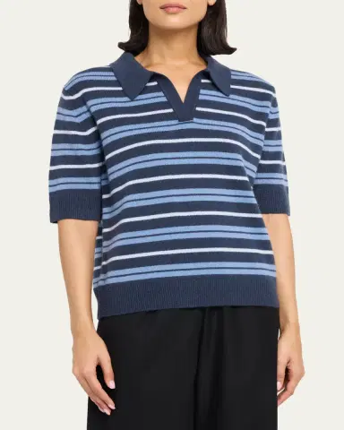 TWP Slightly Oversized Striped Cashmere Polo | Thumbnail 4 TWP Slightly Oversized Striped Cashmere Polo | Thumbnail 4