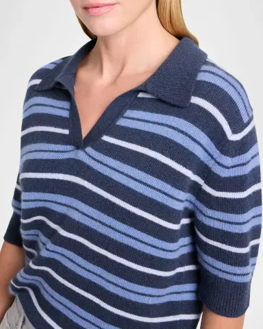 TWP Slightly Oversized Striped Cashmere Polo | Thumbnail 9 TWP Slightly Oversized Striped Cashmere Polo | Thumbnail 9