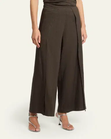 Proenza Schouler White Label Calla Slub Linen Wrap Pants | Thumbnail 4 Proenza Schouler White Label Calla Slub Linen Wrap Pants | Thumbnail 4