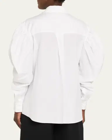 Simone Rocha Pearly-Collar Draped-Sleeve Cotton Button-Down Shirt | Thumbnail 3 Simone Rocha Pearly-Collar Draped-Sleeve Cotton Button-Down Shirt | Thumbnail 3