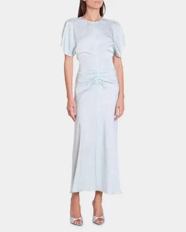 Victoria Beckham Floral Satin Gathered-Waist Maxi Dress | Thumbnail 2