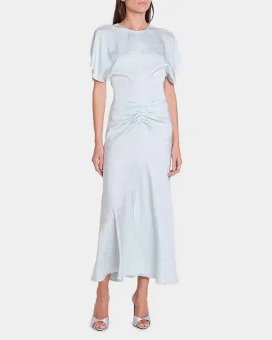 Victoria Beckham Floral Satin Gathered-Waist Maxi Dress | Thumbnail 4