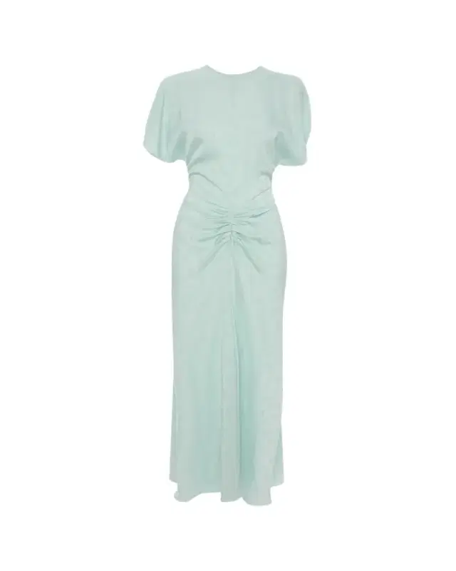 Victoria Beckham Floral Satin Gathered-Waist Maxi Dress