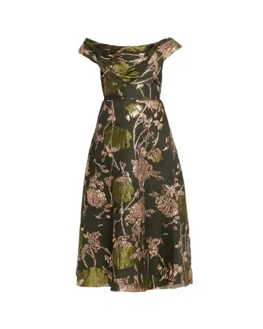 Lela Rose Metallic Floral Fil Coupe Dress | Thumbnail 1 Lela Rose Metallic Floral Fil Coupe Dress | Thumbnail 1