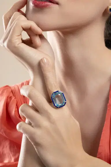 GOSHWARA Blue Topaz Lapis Melange Ring | Thumbnail 2