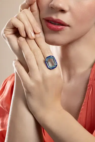 GOSHWARA Blue Topaz Lapis Melange Ring | Thumbnail 3