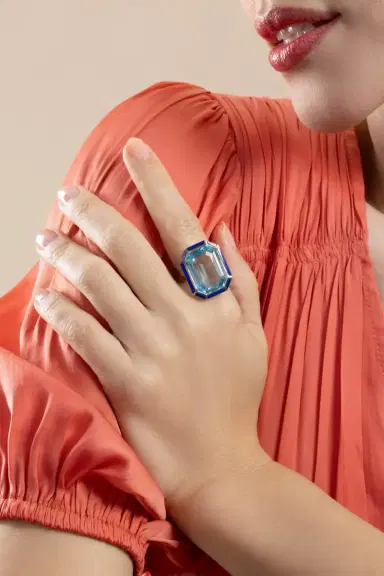 GOSHWARA Blue Topaz Lapis Melange Ring | Thumbnail 4