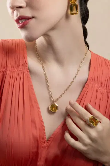 GOSHWARA Citrine Asscher Manhattan Pendant Necklace | Thumbnail 3