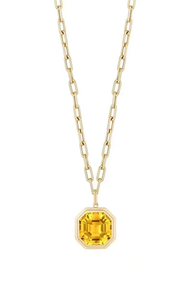 Citrine Asscher Manhattan Pendant Necklace