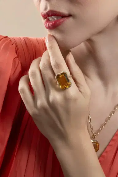 GOSHWARA Citrine Diamond Gossip Ring | Thumbnail 4