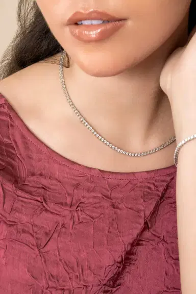 WITH LOVE Diamond Tennis Necklace - 7ct | Thumbnail 4