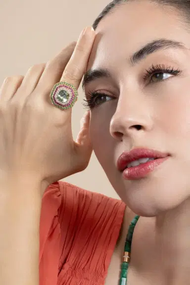 EDINA KISS Mint Tourmaline Sapphire Cushion Gemstone Ring | Thumbnail 3 EDINA KISS Mint Tourmaline Sapphire Cushion Gemstone Ring | Thumbnail 3